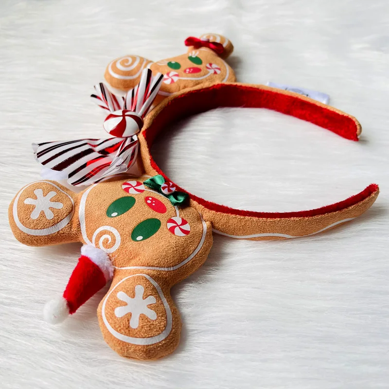 Disney Christmas Mickey Mouse Gingerbread Candy Headband Ears Disneyland Minnie Christmas Decoration Gifts