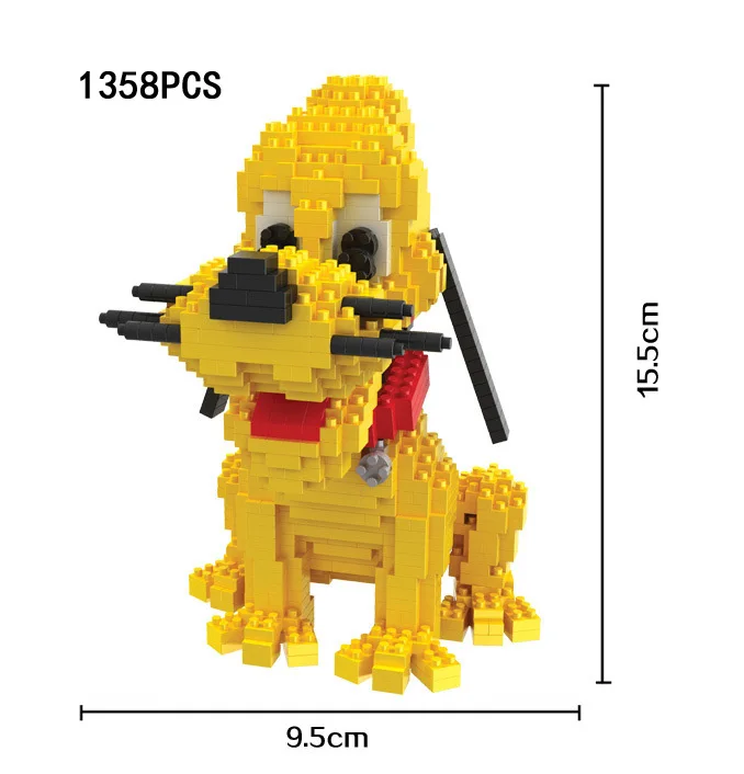 Забавный парк развлечений мультфильм утка собака микро алмазный строительный блок Микки, Минни, Дональд Гуфи Дейзи фигурки нанокирпичи игрушки - Цвет: Pluto