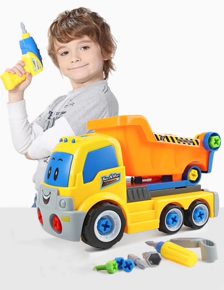 Cena Dzieci wiertarka elektryczna demontaż inżynier ciężarówka puzzle edukacyjne zabawki dla dzieci montaż samochodów zestaw klocków