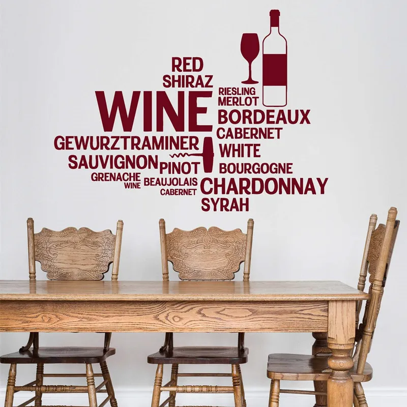 

Wine Slogan Wall Stickers Western Restaurant Tavern Wine Cellar Kitchen Cabinets Living Room Door Decoration Vinyl Decal Mural