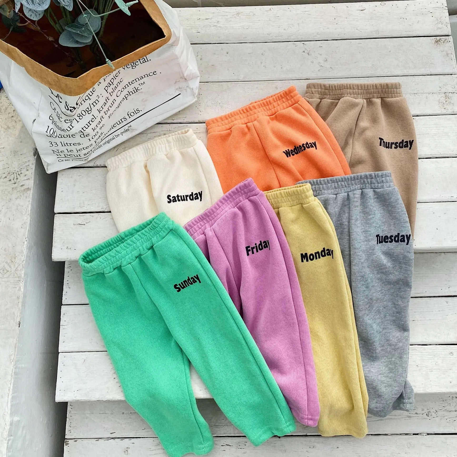 

Spring boys girls letters printing sweatpants kids cotton loose sports pants children trousers