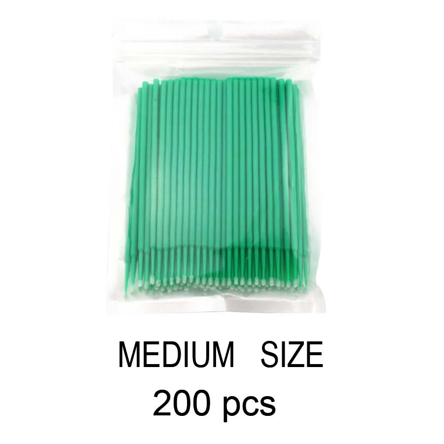 Green-200Pcs 200 шт одноразовые стерильные палочки для очистки ресниц, высокое качество, инструмент для макияжа, наращивание ресниц, одноразовые ватные палочки - Цвет: Green-200Pcs