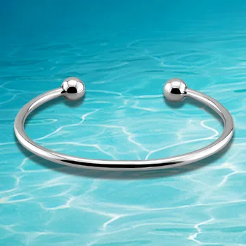 

Dankadi Simple Fashion 925 Sterling Silver Smooth Cuff Bracelets & Bangles For Women pulseras Valentine's Day present