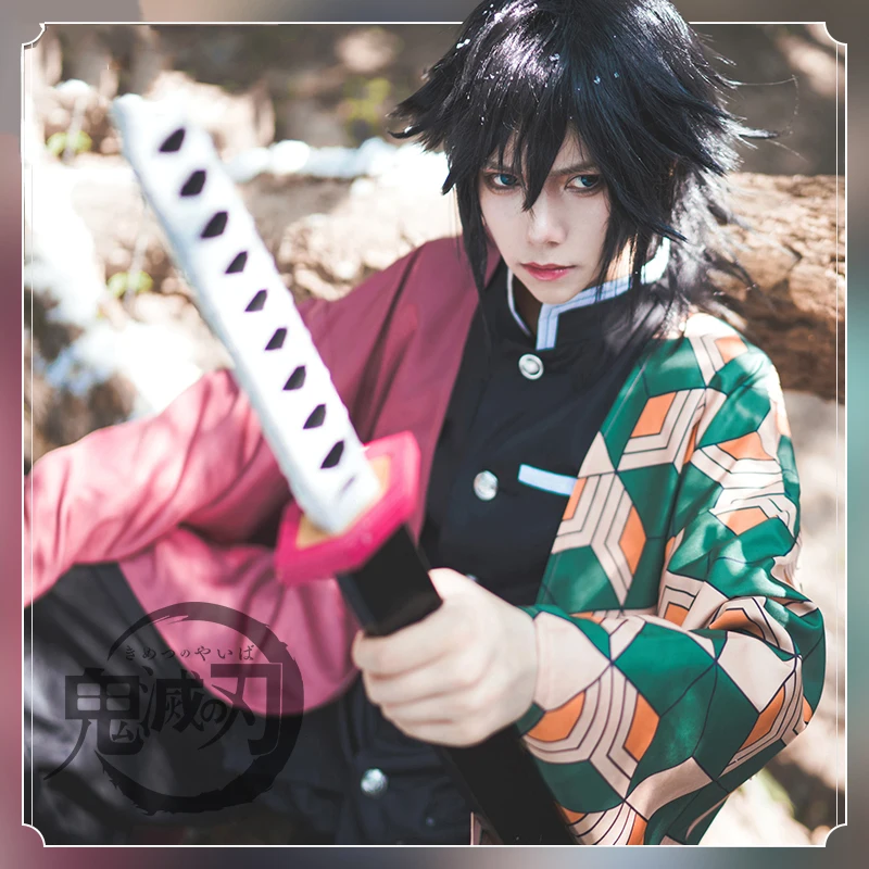 Японское аниме «Demon Slayer Kimetsu no Yaiba», костюмы для косплея, кимоно Tomioka Giyuu, полный комплект, унисекс, Униформа, наряд