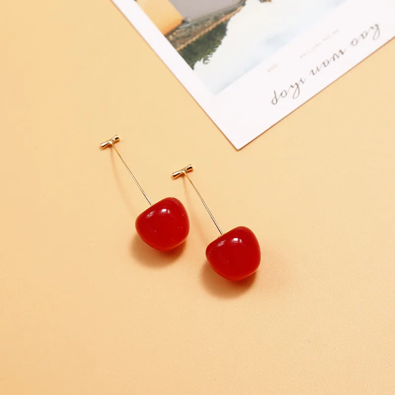 Японские милые градиентные серьги-капли с изображением красных вишен и фруктов, серьги для женщин и девушек, для свадебной вечеринки