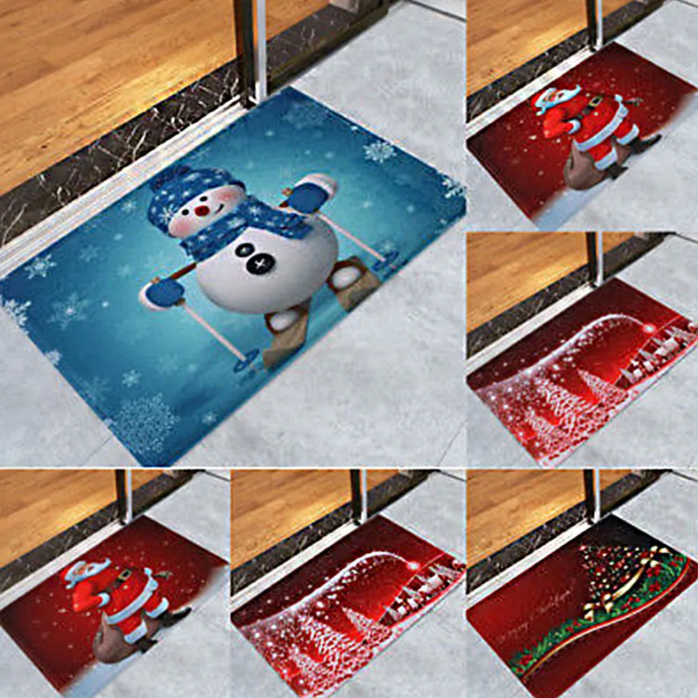 Разноцветный Рождественский декоративный коврик мультяшный нескользящий коврик напольный коврик ковер коврик под дверь Рождество для дома, спальни, ванной