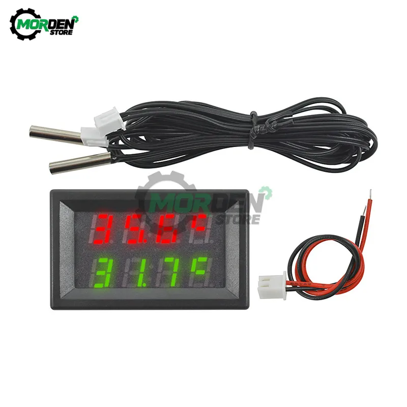 DC 4-28V 5V 12V Display A LED Da 0,28 Pollici Doppio Voltmetro Termometro Con Sensore Di Temperatura Digale Con Cavo Sonda NTC 10K 3950 - Foto 2