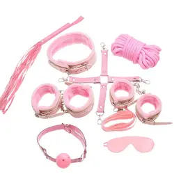 Один продавать розовый Забавный набор из 8 розовых пушистых кожаные игрушки для взрослых секс качели Фетиш для мужчин