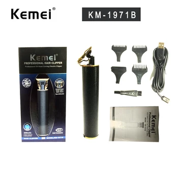 

0mm Cutter Kemei Cordless Pro T-Outliner Li Hair Clipper Cutting Machine Trimer Trimmer Mans 0 mm Professional Head Shaver 1971B