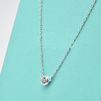 

Zircon By The Yard Clavicle Chain, Dazzling and Dancing. Women's Jewelry with Round Brilliant Cut Cubic Zirconia Necklace