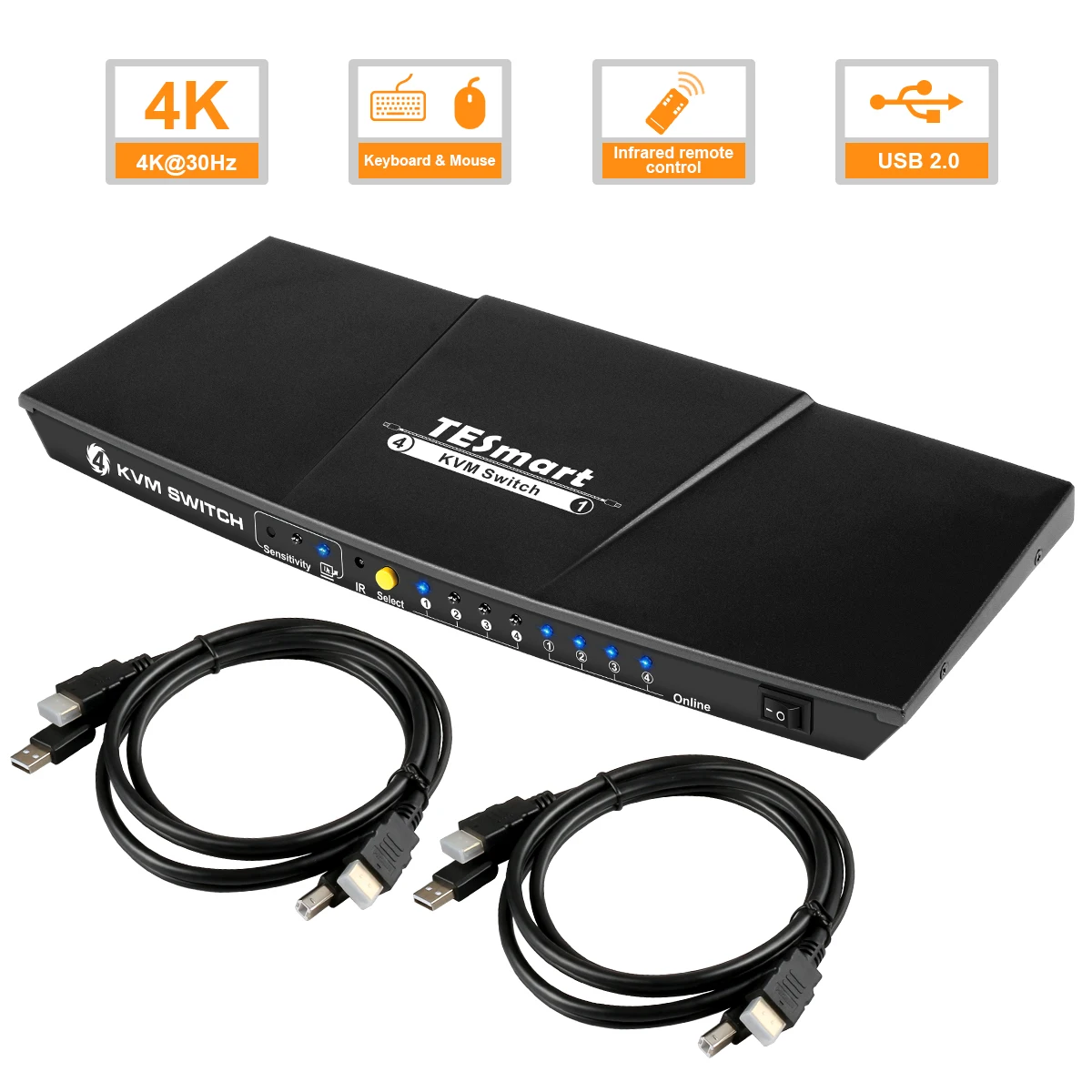 HDMI KVM-переключатель 4x1 Sup-порт 3840*2160/4K * 2K дополнительный порт USB с 2 шт. 5 ФТ