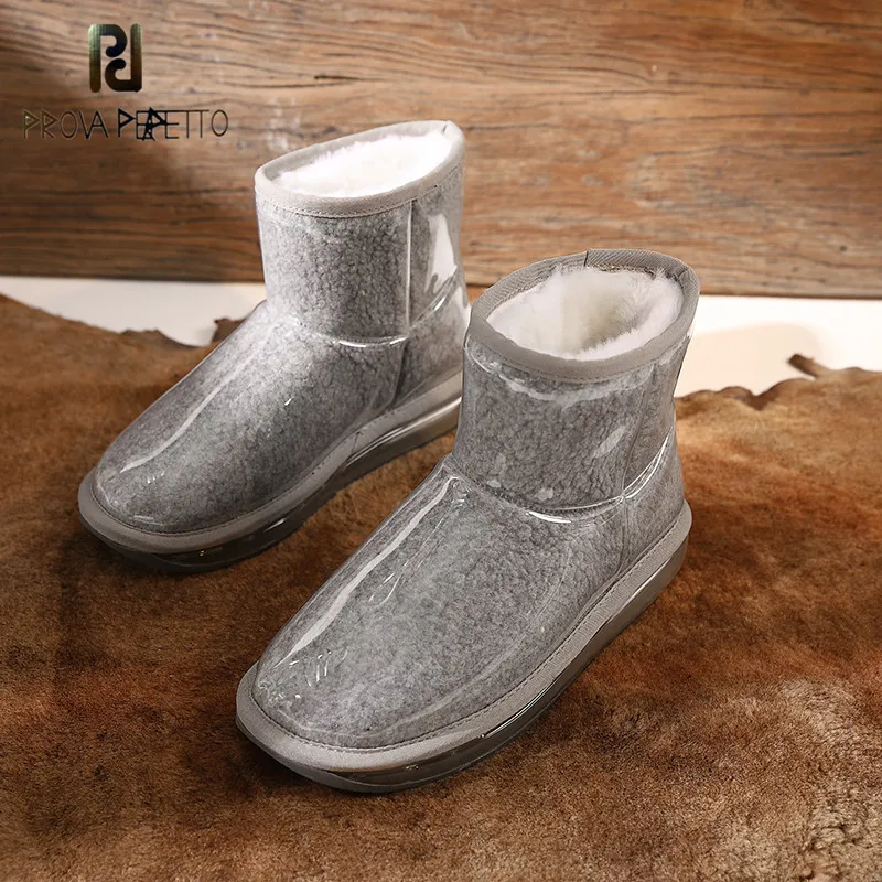 

Prova Perfetto Wool Waterproof Film Snow Boots Women Winter Keep Warm Plush In Air Cushion Botki Damskie Fashion Ankle Boots