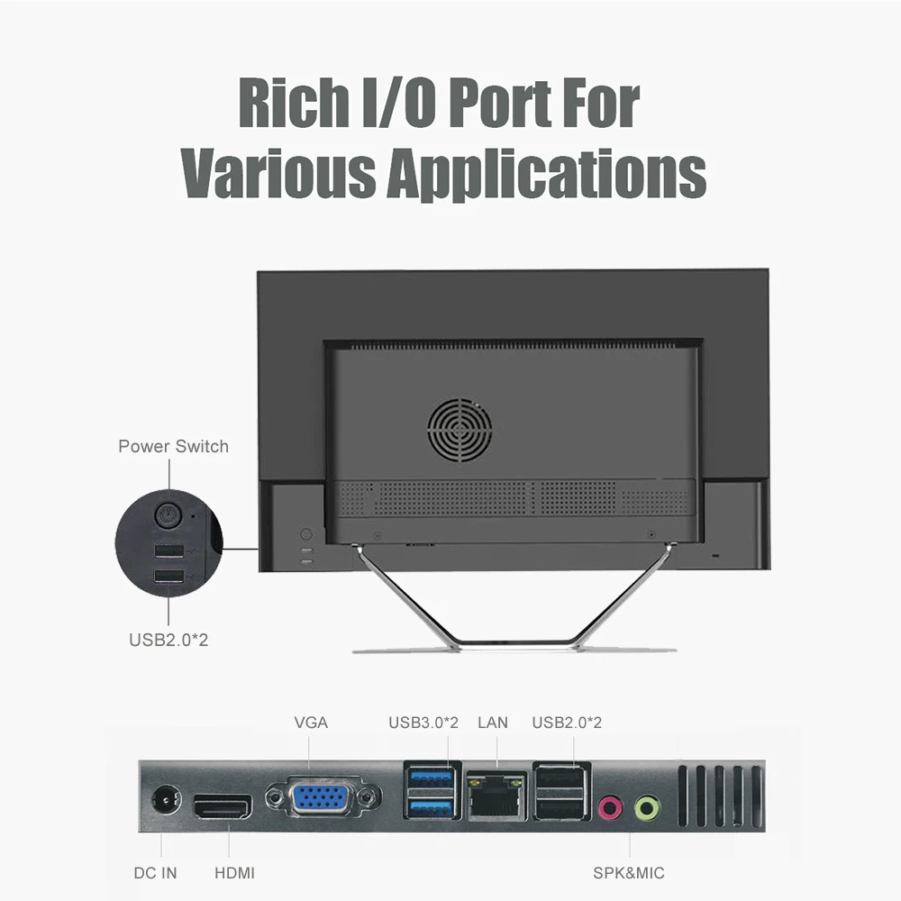23.8 inch All in one Desktop Intel Core i3 i5 Windows 10 Frameless Gaming Computer with HD Screen 8G DDR3 256G SSD WiFi