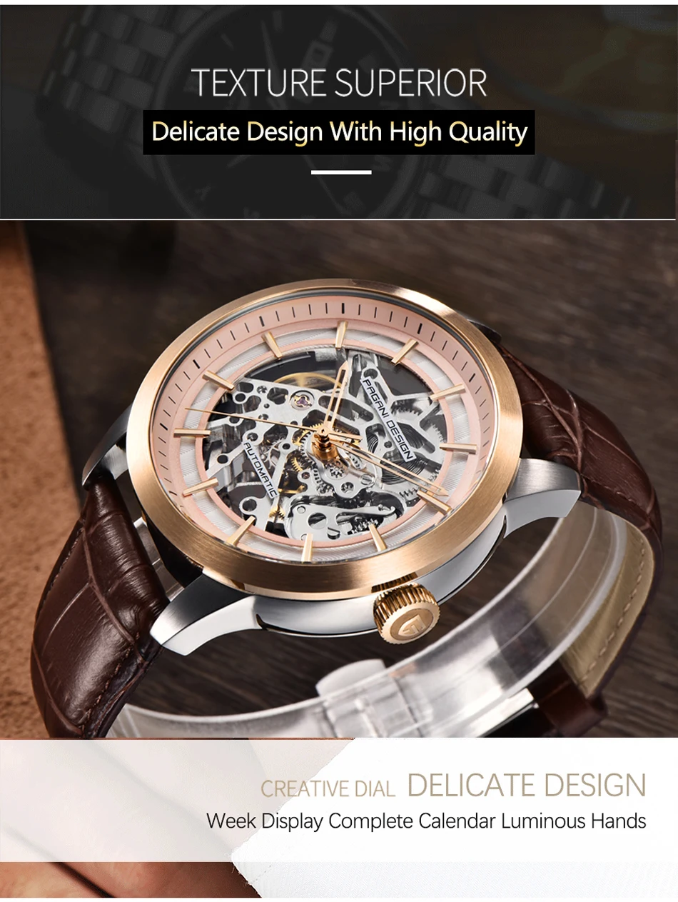 2021 Pagani Design New Men's Luxury Automatic Mechanical Watch Stainless Steel Waterproof Sports Leather Watch Relogio Masculino