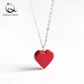 

New Fashion Jewelry Popular 925 Sterling Silver Personality Red Love Peach Heart Female Short Pendant Necklaces N303