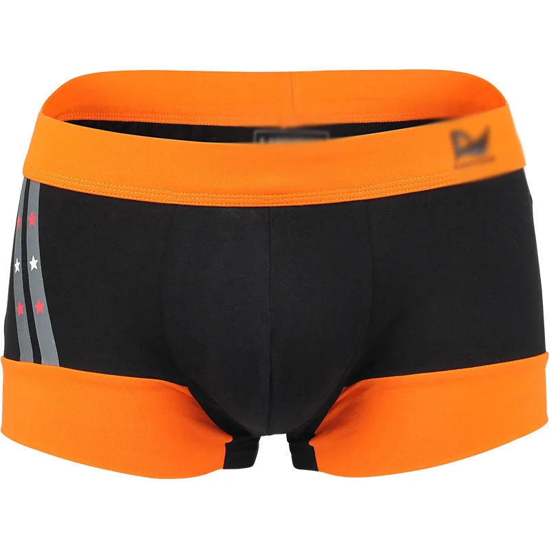 

Men's Shorts Low Waist Double Color Block Boxer Printed Sexy Cotton Panties Splice Underpants