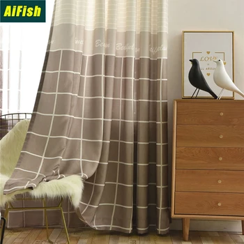 

Nordic Mediterranean Gradient Lattice Curtains Living Room Bedroom Custom Insulation Curtains Blackout French Windows TM057-4