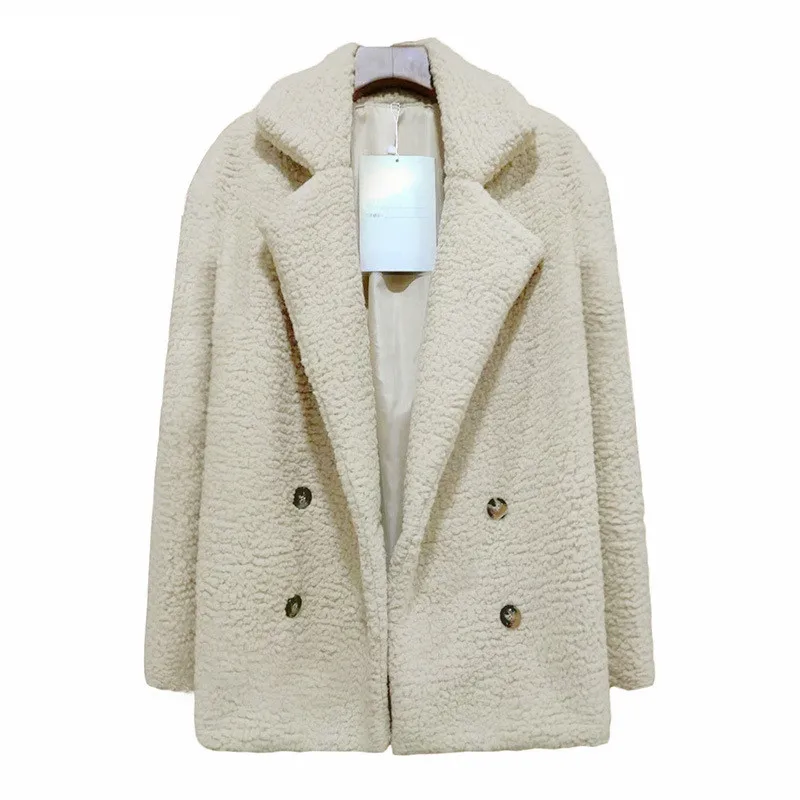 Зимние куртки, женское плюшевое пальто, пальто с отворотом, теплые пушистые меховые куртки, женские пальто с длинным рукавом, Chaqueta Mujer, 5XL размера плюс