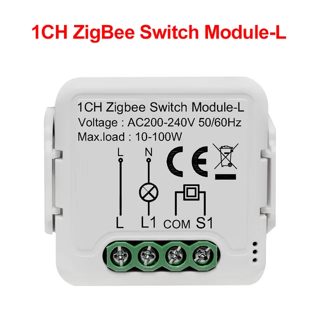 GIRIER Tuya ZigBee 3.0 Smart Switch Module 10A No Neutral Wire Required Smart Home DIY Light Breaker Work with Alexa Google Home 1-Gang