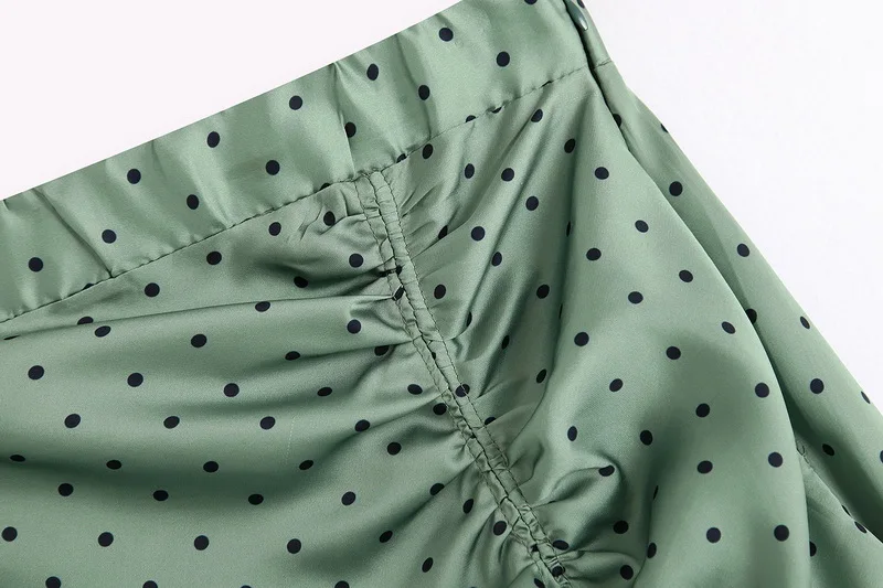 Осень 2019 новые модные женские юбки с разрезом до середины икры в горошек на молнии сбоку