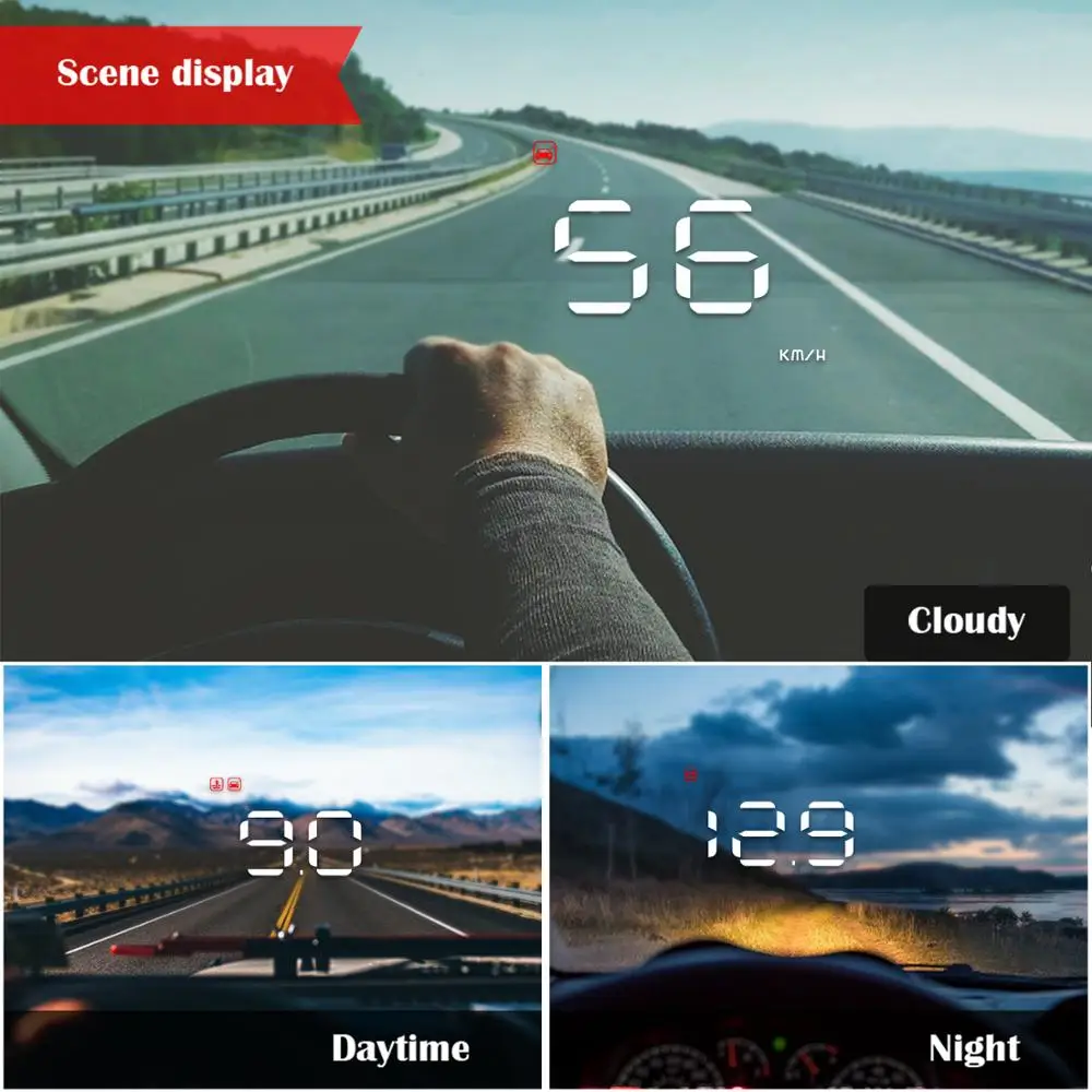Geyiren A1000 Автомобиль HUD OBD II головы вверх дисплей над скоростью Предупреждение системы измеритель скорости проектор для ветрового стекла авто электронная скорость Vol