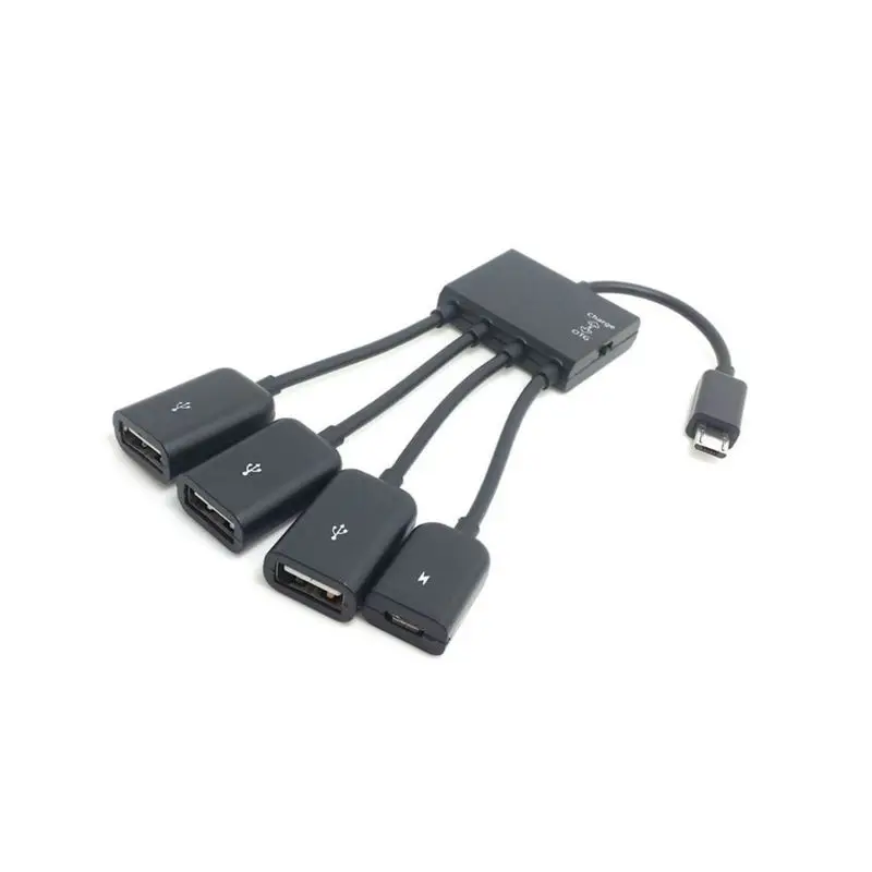 Micro usb-хаб кабель OTG адаптер 4 порта сплиттер с зарядной линией питания для samsung Xiaomi huawei мобильный телефон устройства