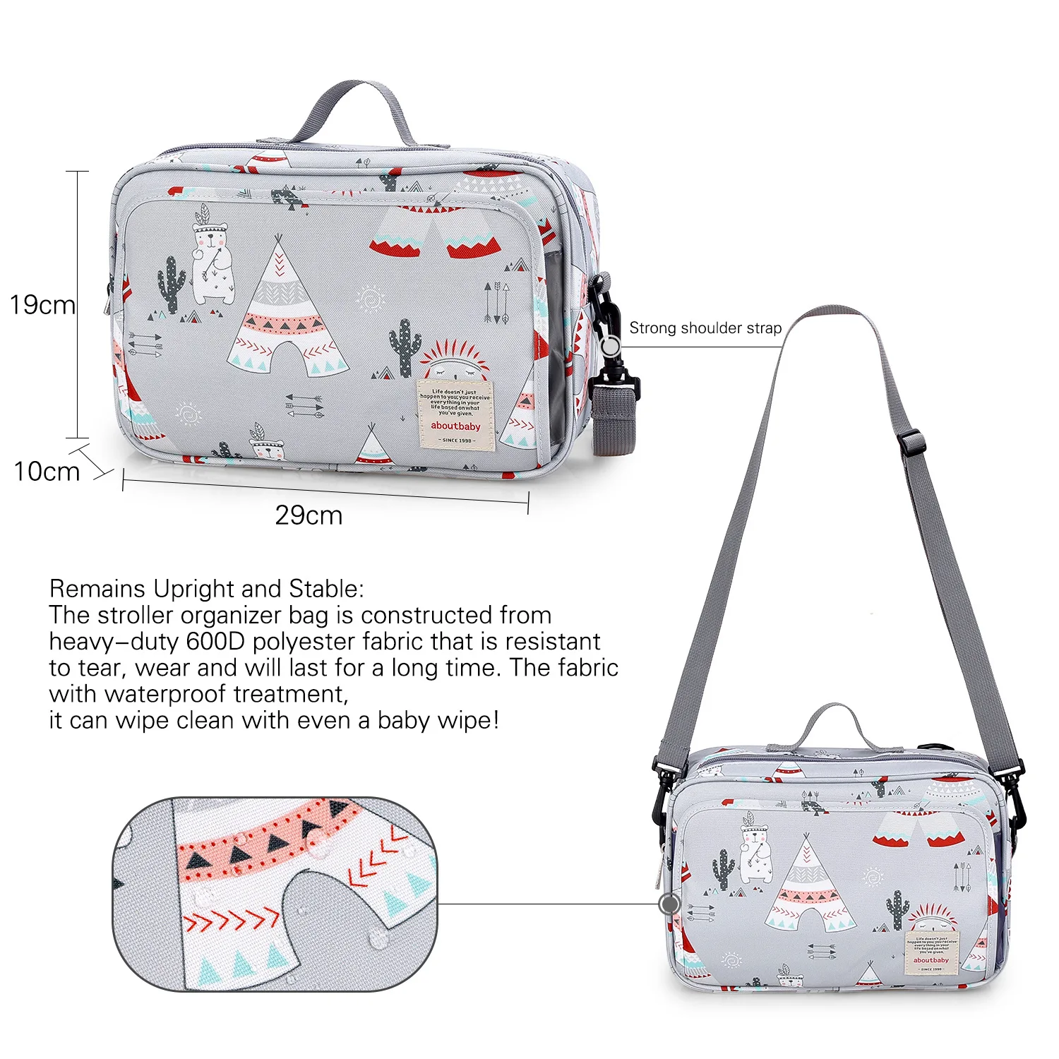 New Baby Stroller Bag Organizer With Shoulder Strap And Hook Waterproof Mommy Travel Diaper Nappy Bags Baby Stroller Accessories