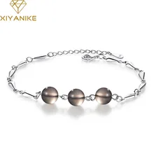 XIYANIKE 925 новые модные серые браслеты со стразами и браслет для женщин Элегантные Простые Свадебные ювелирные изделия для вечеринки регулируемые