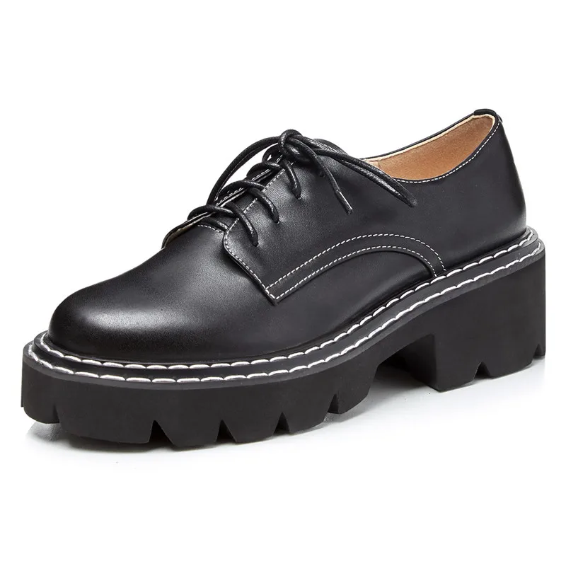 

2020 Spring Women Pumps Office Ladies Classic Cross-tied Casual Shoes Woman Genuine Leather High Heels Platforms Shoes