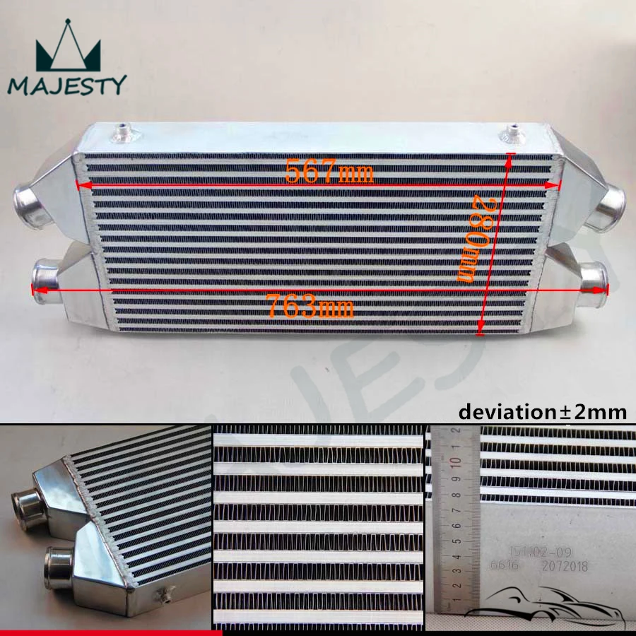 

Twin Turbo FMIC Intercooler For Audi S4 300ZX Z32 Twin Inlet & Outlet 2.5" Alloy