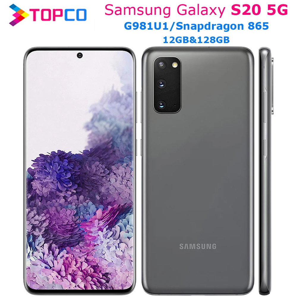 Разблокированный оригинальный телефон Samsung Galaxy S20 5G G981U1 128 ГБ ROM Snapdragon 865 восемь