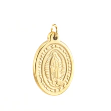 Risul Our Lady virgen de guadalupe из нержавеющей стали овальные маленькие подвески золотой цвет медаль кулоны с надписью 10 шт