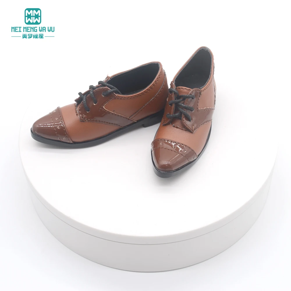 9-11cm Shoes for Doll Fits BJD Uncle Spherical Joint Doll Fashion Stitching Leather Shoes Black, Brown