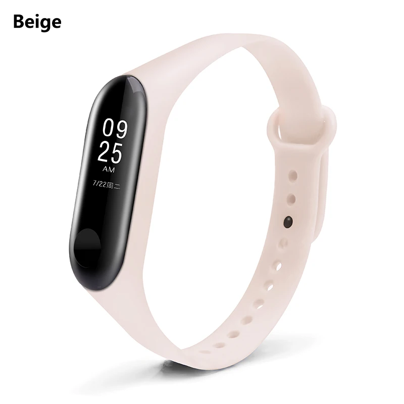 Beige BOORUI Pulsera, цветной браслет Miband, 3 ремешка, силиконовый ремешок Miband, 3 ремешка, Сменные аксессуары, ремешок на запястье для xiaomi mi3, браслет - Цвет: Beige
