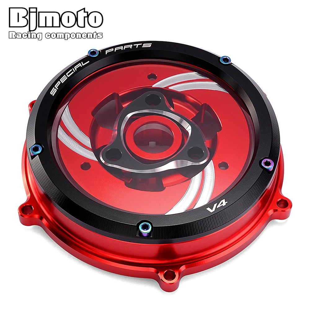 

Engine parts V4 2018 Alloy Racing Clear Clutch Cover kit CNC Alloy Spring Retainer R For Ducati Panigale V4 V4S V4 Speciale 2018