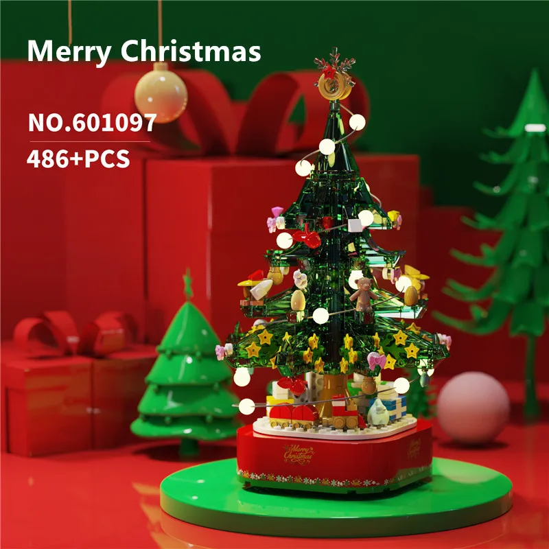 

486Pcs Christmas Tree With Music Box Model Bricks Creator Building Blocks New Year Gift Educational Kids Toys Christmas Gifts