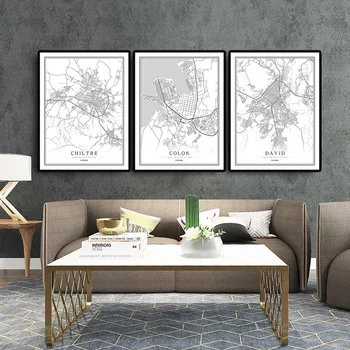 

Panama Creative city map Abstract Canvas Painting Black and white Wall Art Print Poster Picture Home Decoration Painting