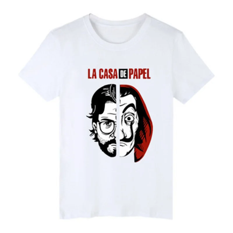 La Casa De Papel Horror Movie Tshirts Man Causal Loose Cotton T shirt 2020 Summer Short Sleeve Sportswear shirts Male Cool Top | Женская