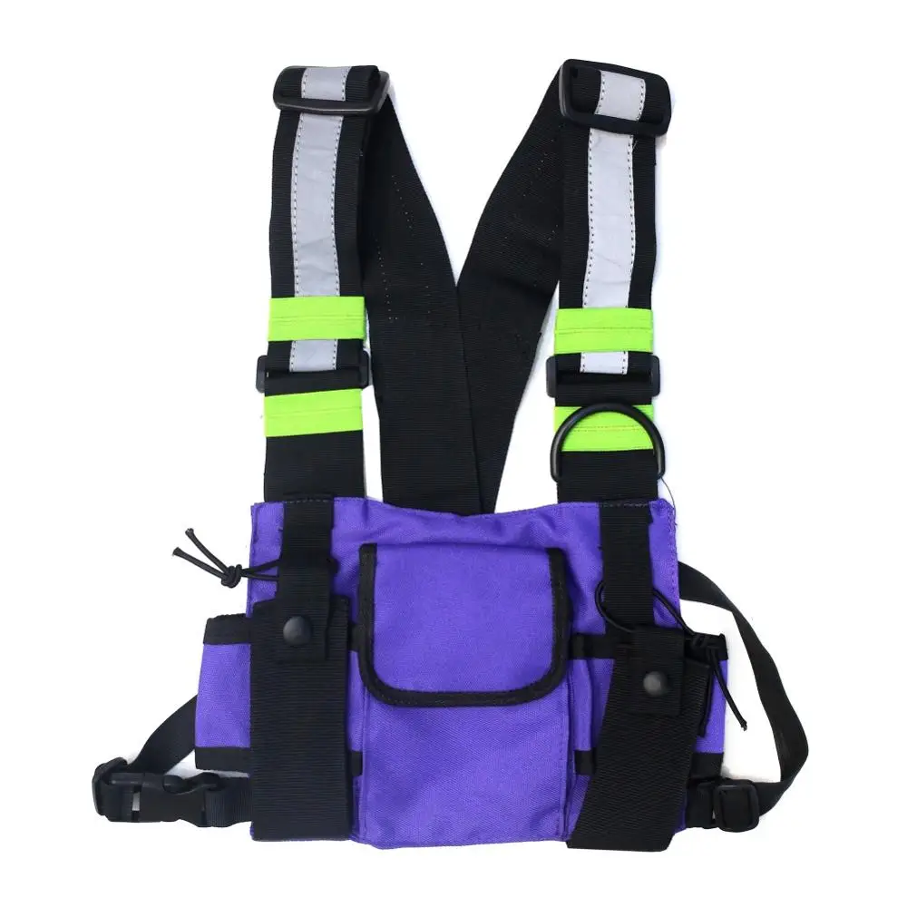 Men Women Fashion Chest Rig Bag Reflective Vest Hip Hop Streetwear Functional Outdoor Sports