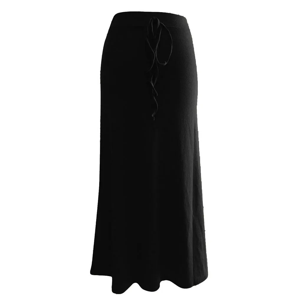 Женская юбка faldas largas mujer moda summer rokken летняя высокая эластичная талия для похудения однотонная длинная юбка#3