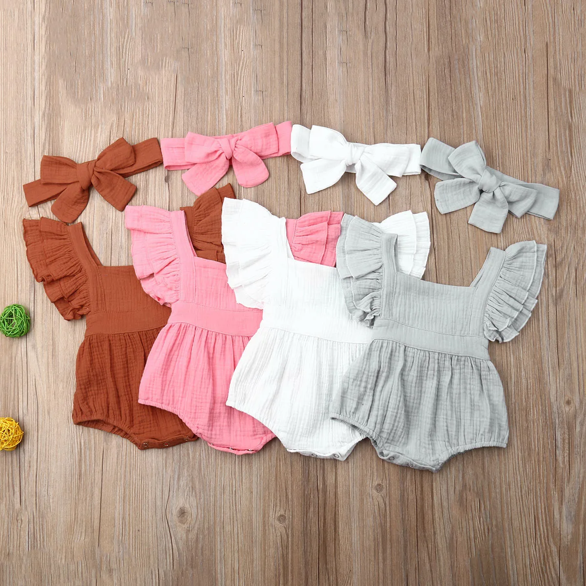 Летняя одежда из 2 предметов для новорожденных девочек и мальчиков 0-24 месяцев, комбинезон с оборками, одежда