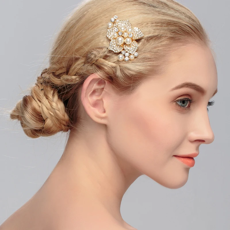 Bridal Wedding Hair Accessories Crystal Flower Hair Combs Clips Women Bride Headpiece Bridesmaid Party Jewelry Gift
