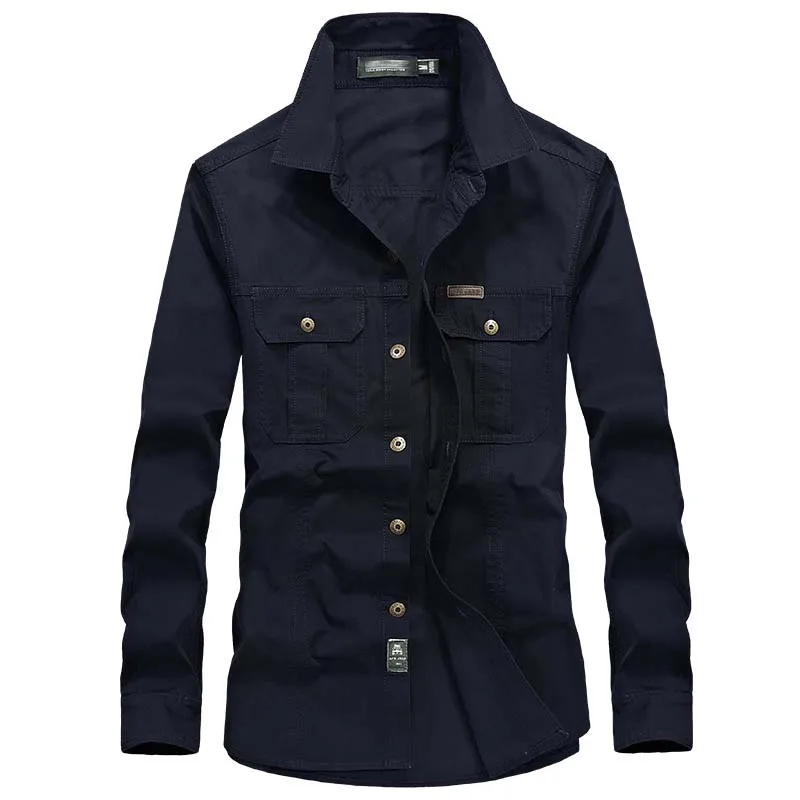 Pure Cotton Men Shirt Military Style 