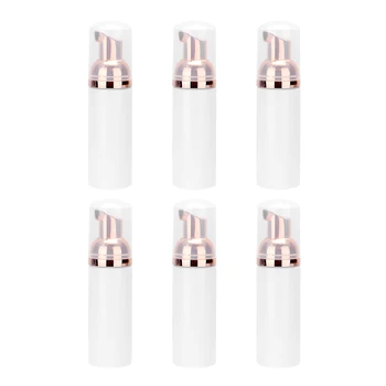 

6pcs Empty Plastic Bottles Foam-Making Containers Makeup Bottles Refillable Cleanser Container (Rose Gold Pump Head)