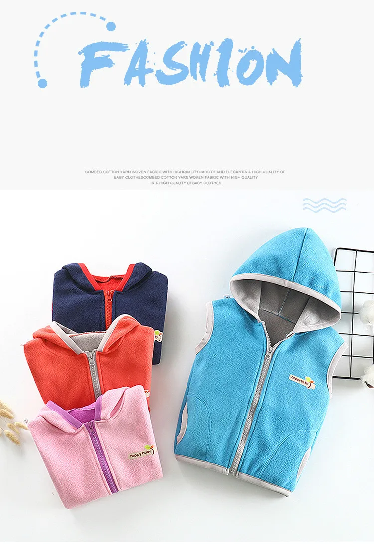 Children Hoodies Warm Vests Jacket Baby Girls Outerwear Coats Kids Vest Boys Hooded Jackets Autumn Winter Thicken Waistcoats fleece coats