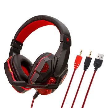 

Wire-controlled headset for computer for PS4 game luminous headphones for PC luminous headphones with packaging box