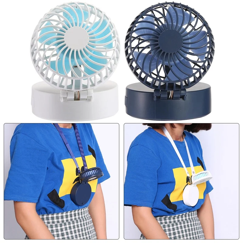 ABRA-2 Set Portable Handheld Fan Mini Portable Outdoor Necklace Fan 3 Speeds 180 Degree Rotating Adjustment for Home Travel- 1
