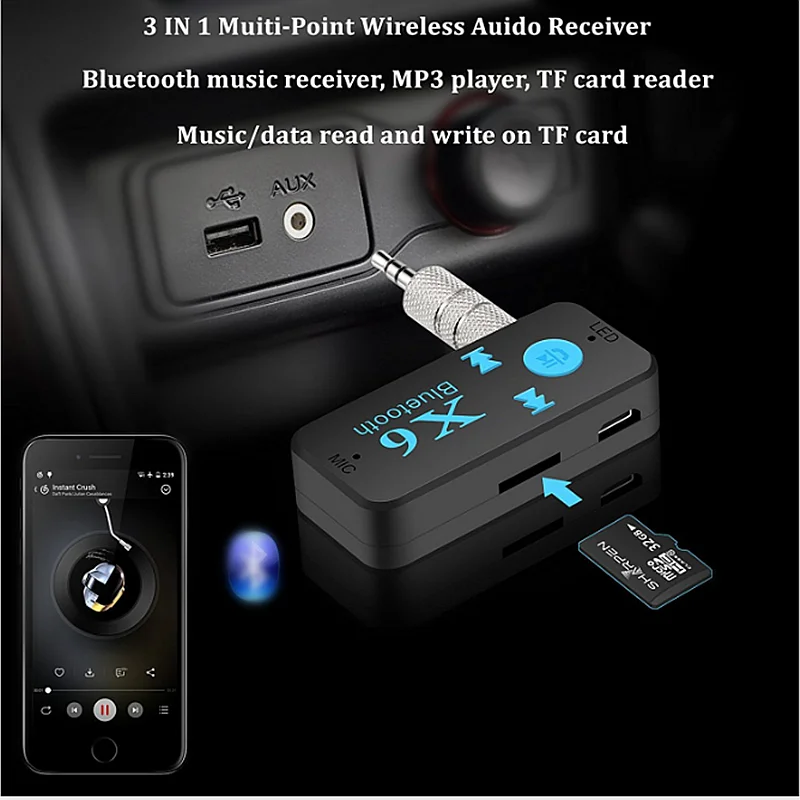 3,5 мм AUX аудио MP3 музыкальный bluetooth-ресивер автомобильный комплект Беспроводной Громкая Связь Динамик адаптер для наушников Hands Free вызов