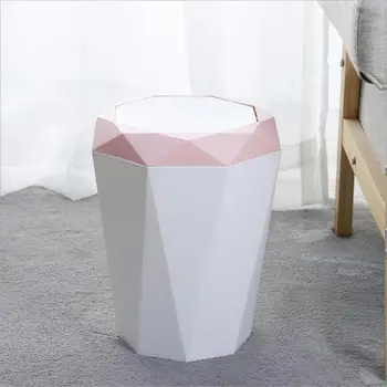 

Nordic Style Flap Type Trash Can,Innovative Diamond Shape Trash Can with Swing-top Lid,Garbage Container Bin for Kitchen Bathroo
