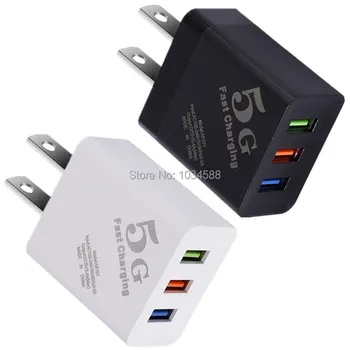 

High Speed Charge 5V 2.4A 3 Usb Ports Eu US AC Wall Charger Adapter For iphone 7 8 x Samsung Lg android phone pc